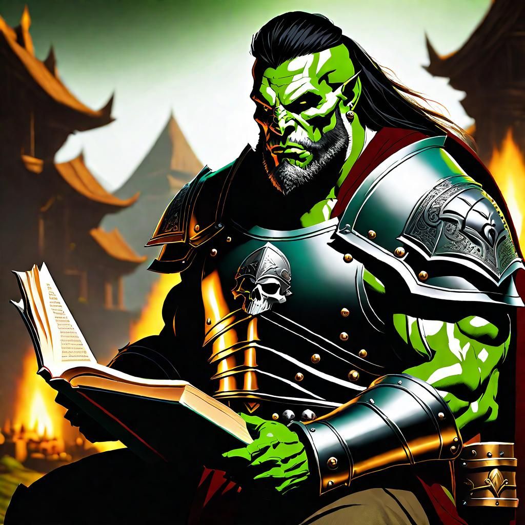 Orc Warrior Reads a Book