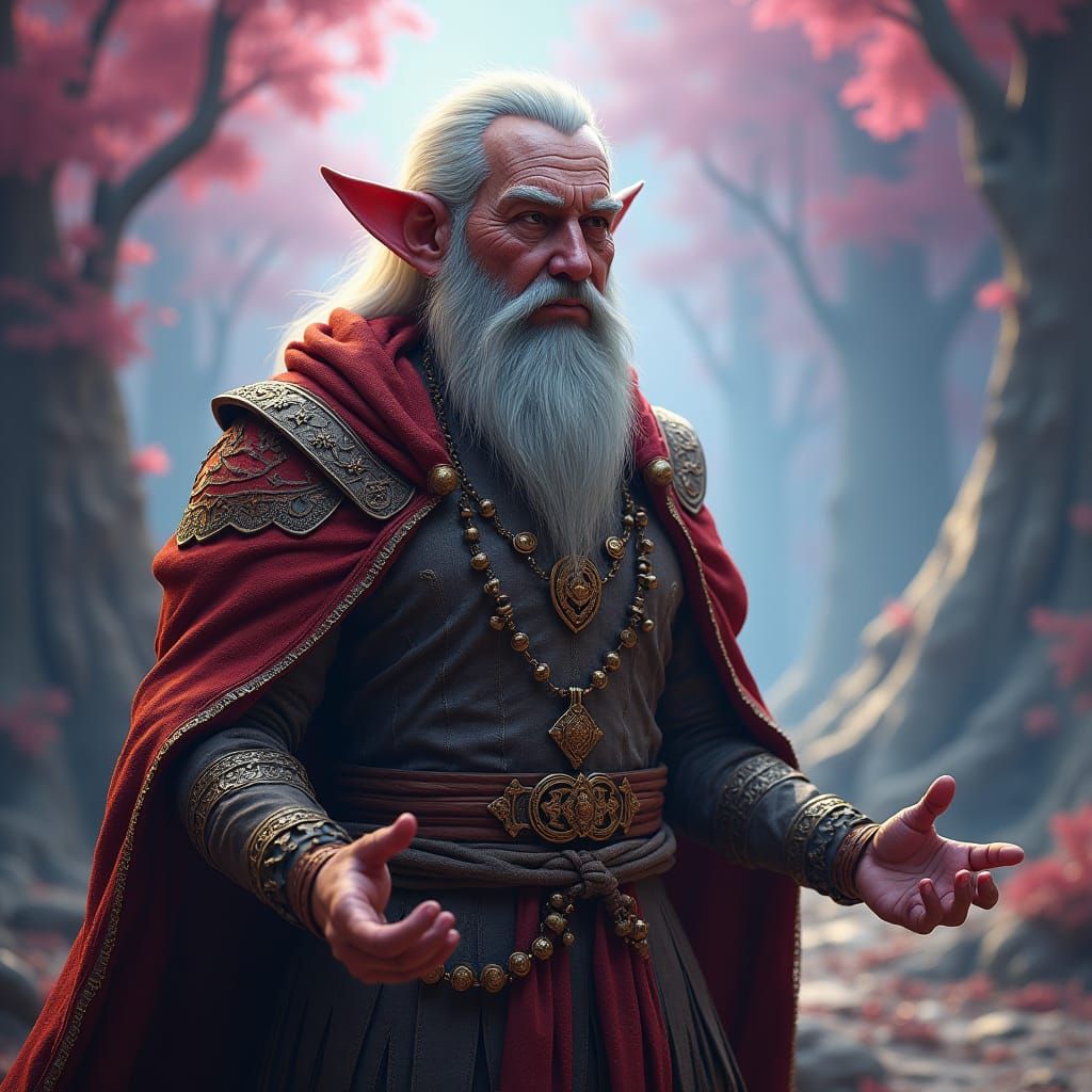 Mystical Figure in Ornate Attire: Fantasy Concept Art