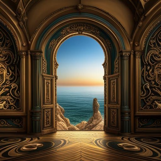 Surreal Seascape Doorway in Deep Color