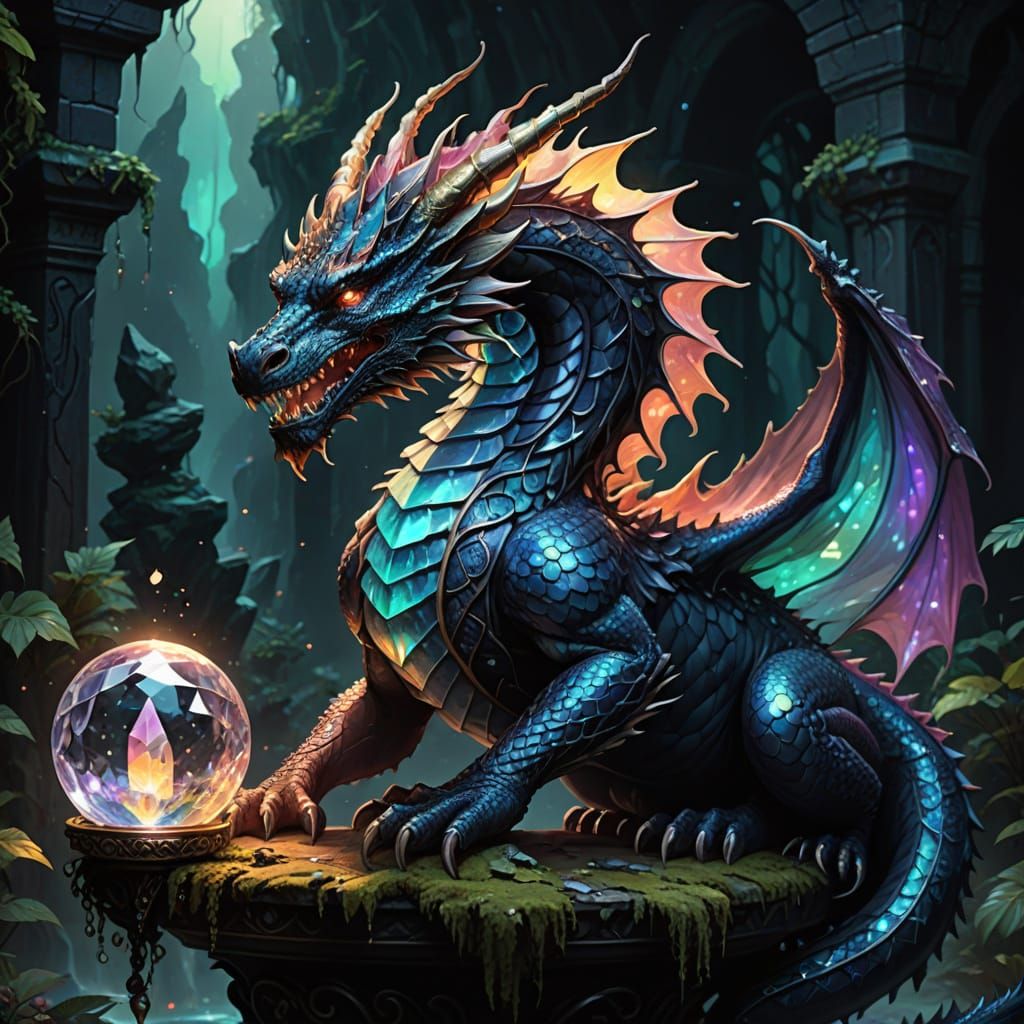 Mystical Three-Headed Dragon in Ethereal Splendor