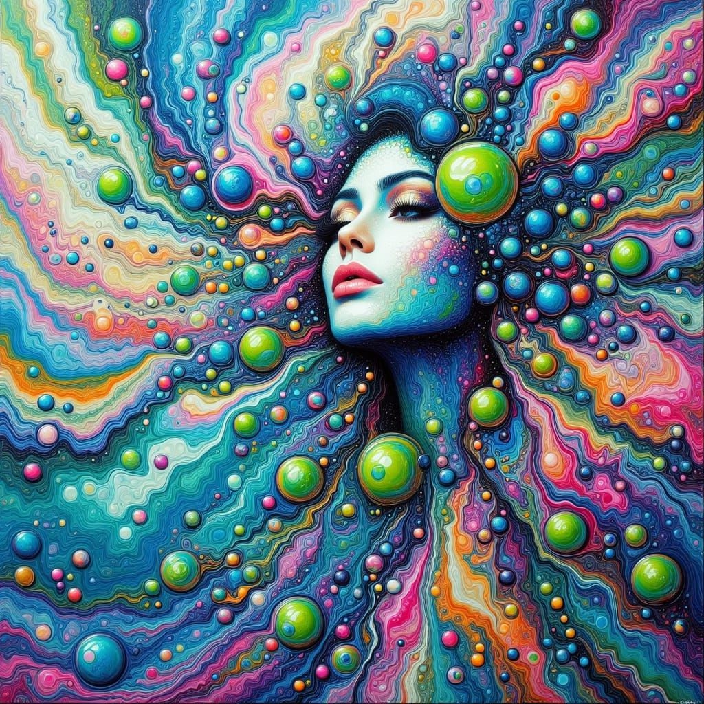 Colorful Wall Painting with Asemic Writing in Neo-Expression...