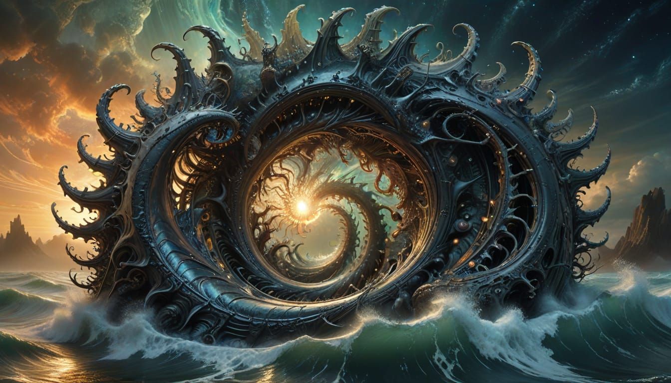 Cosmic Whirlpool in Cyberpunk Aesthetic