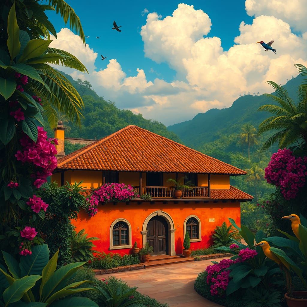 Colonial Hacienda in Amazon Rainforest: Magical Realism