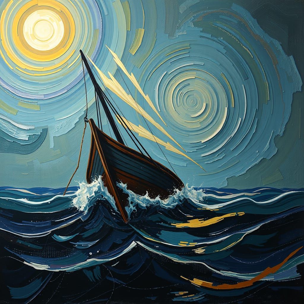 Dramatic Walnut Boat in Expressionist Style