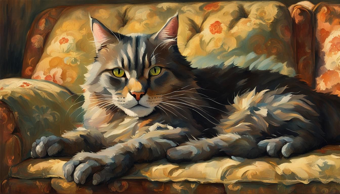 Playful Grey Cat Bite in Warm Sunlight