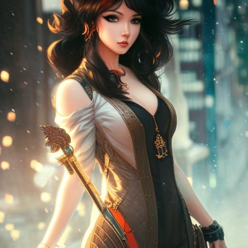 Goddess Portrait in Alley, Digital Art Style