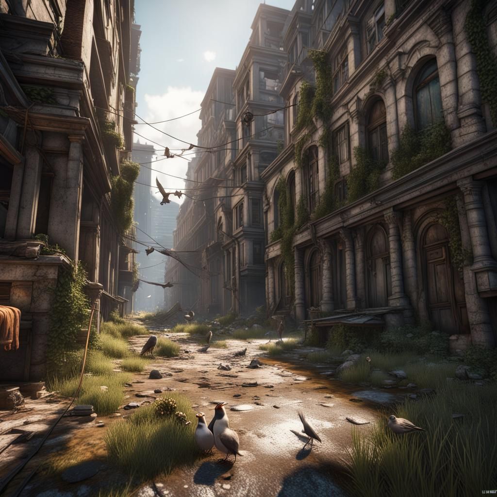 Nature Reclaims Abandoned City: 3D Game Cinematic