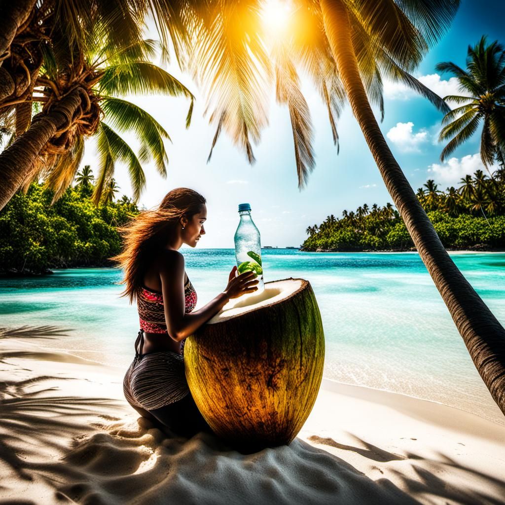 Maldives: Young Woman Enjoying Sunshine and Waves