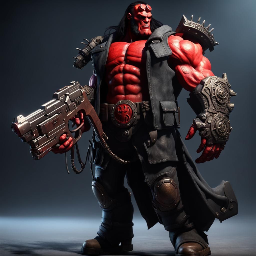 Corrupted Hellboy as Chaos Space Marine