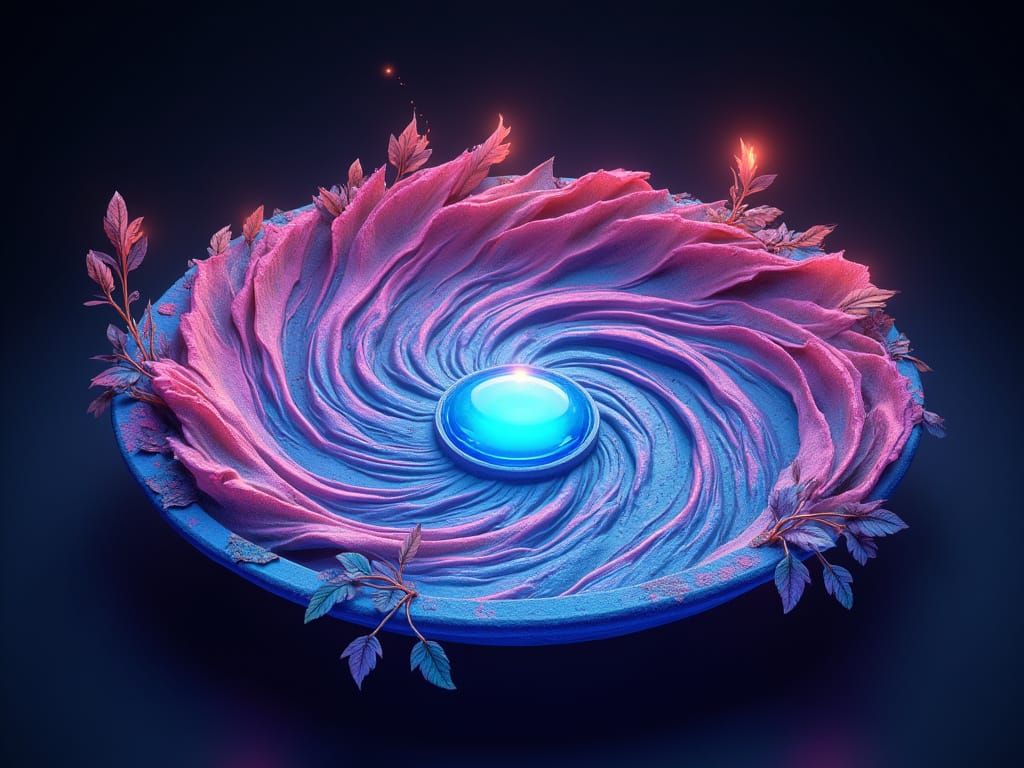 Elegant Neon Sand Dish with Glowing Sapphires
