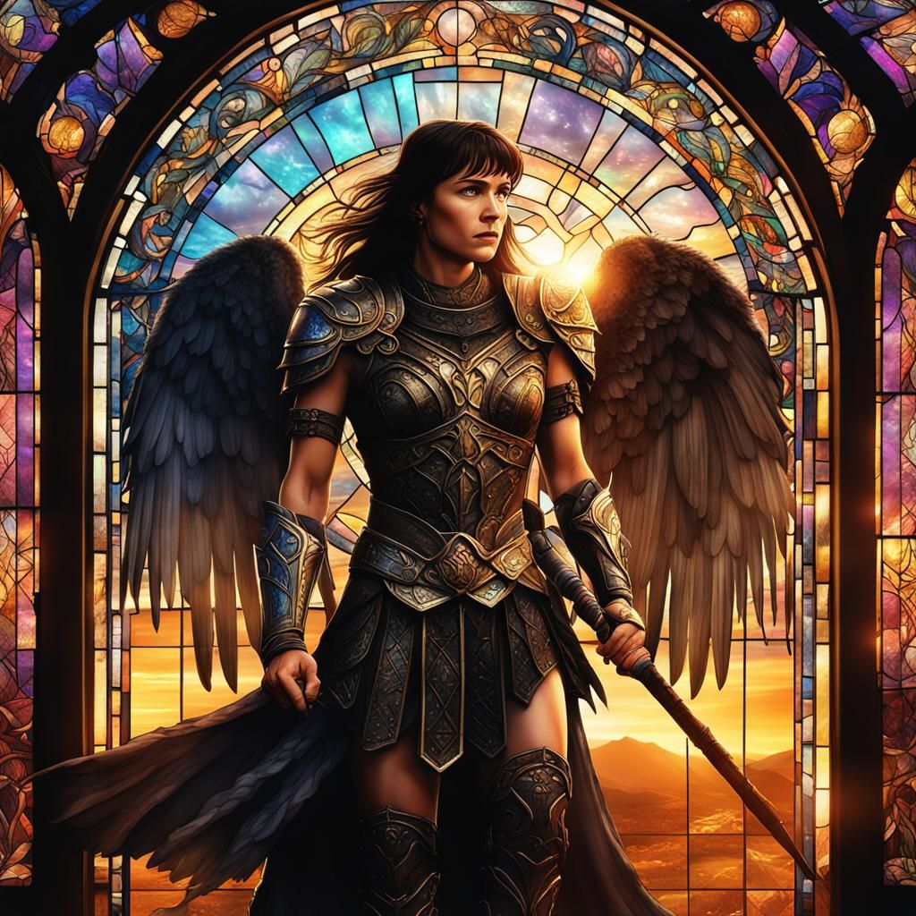 Xena as Valkyrie Galaxy Stained-Glass Doorway