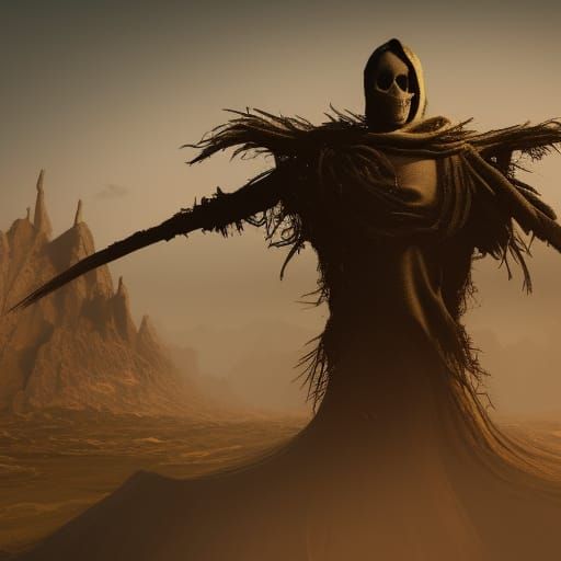 Fantastical Scarecrow Matte Painting in Deep Color