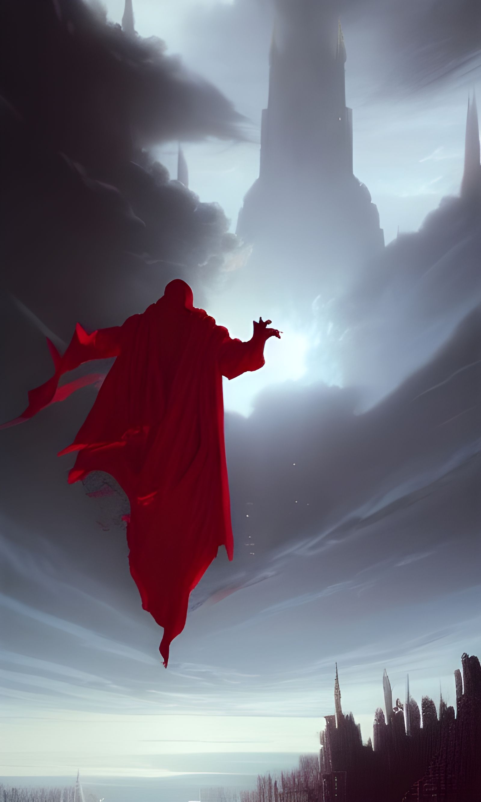 Anime Figure in Red Cloak, Hyperdetailed Artstation Image