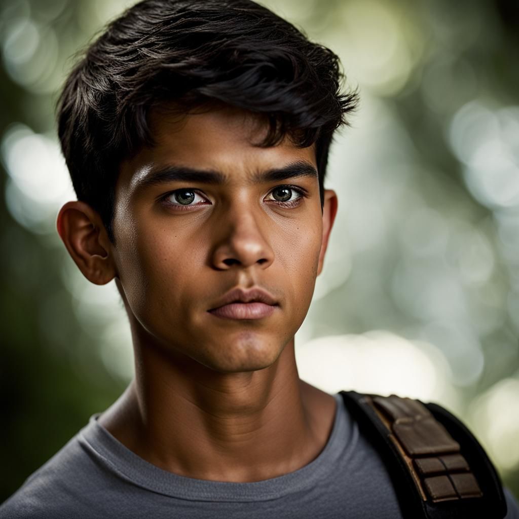 Intimidating Portrait of a Young Mexican Boy