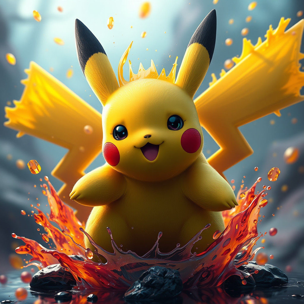 Detailed Pikachu Matte Painting in Fantasy Style