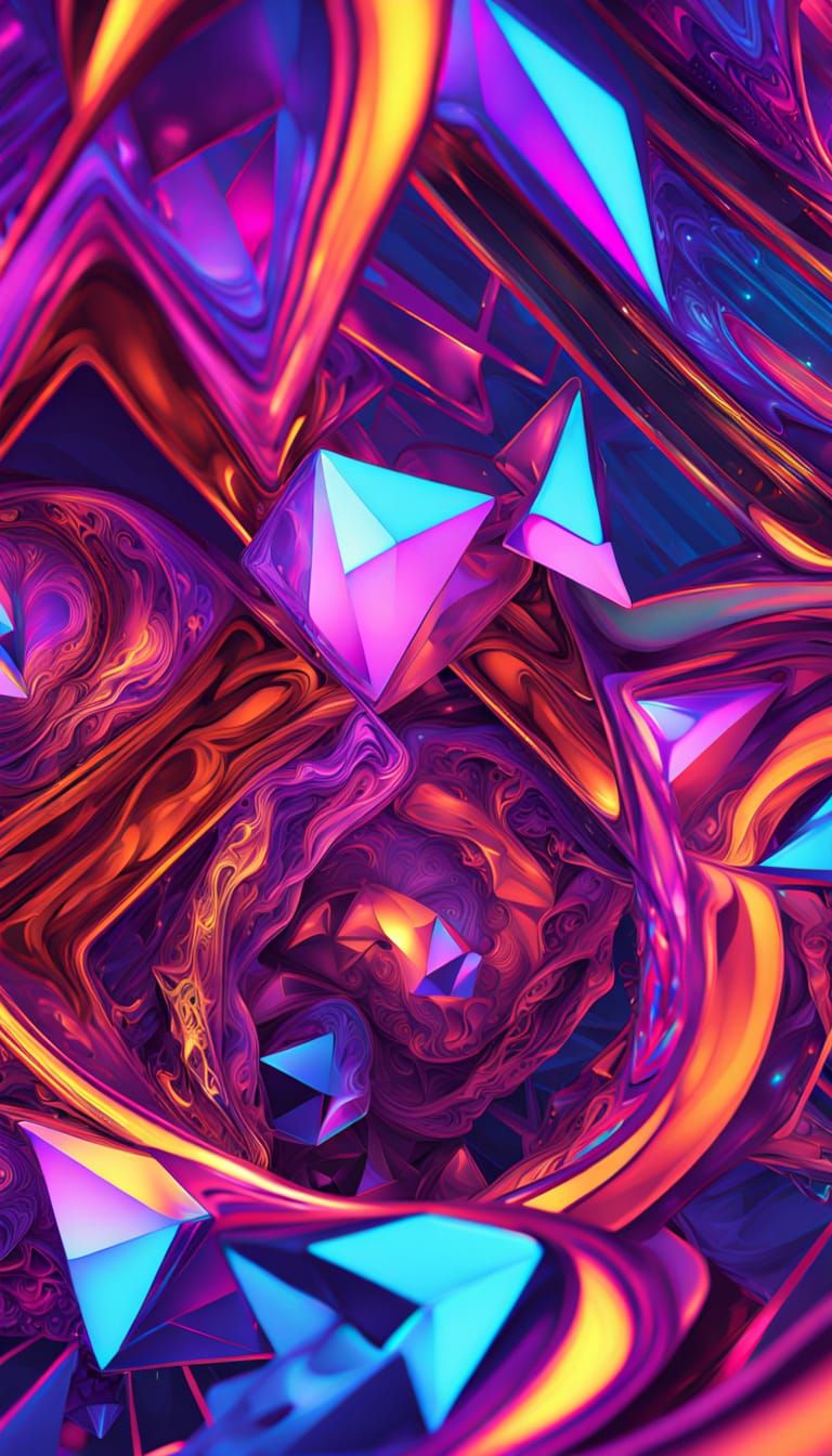 Vibrant Neon Cosmic Worlds with 3D Effects