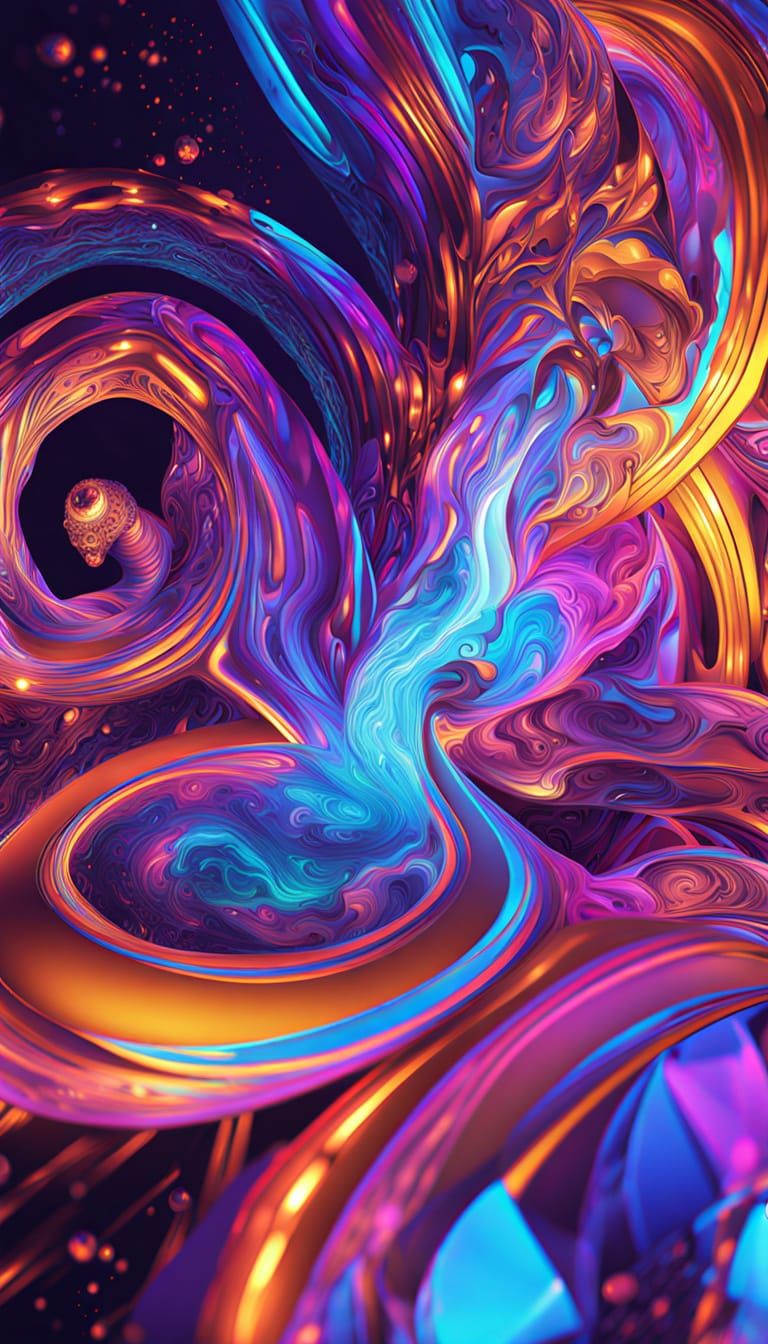 Cosmic Eldritch Landscapes in Vibrant Neon 3D