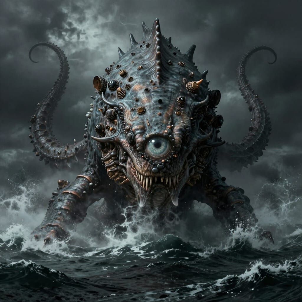 Colossal Leviathan Stares From Stormy Sea