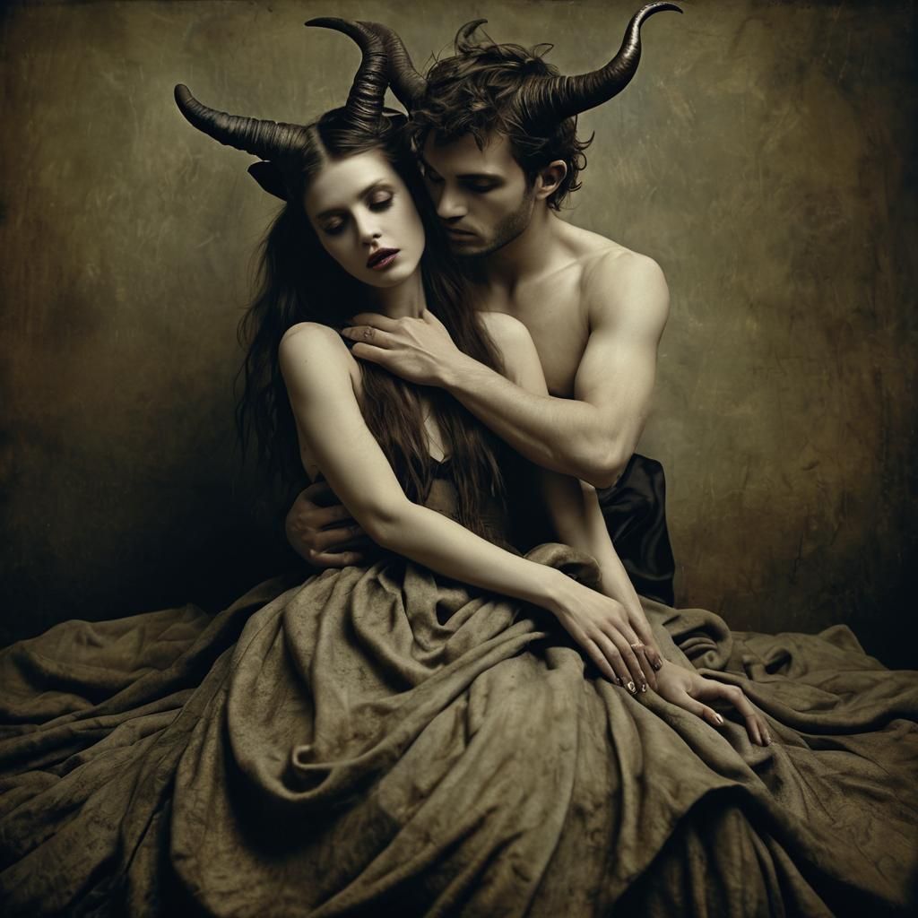 Woman and Demon Embrace: Decadent Tragic Surrealism