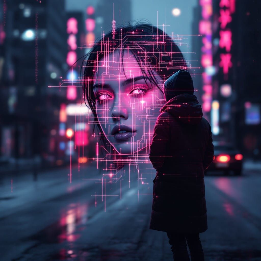 Cyberpunk Cityscape in Desolate Ruins