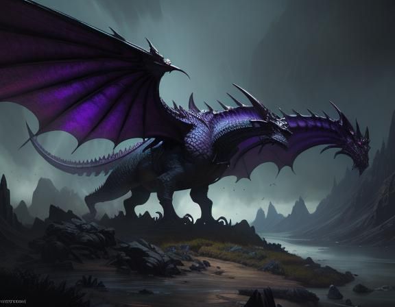 Detailed Wyvern in Dark Fantasy Art Style
