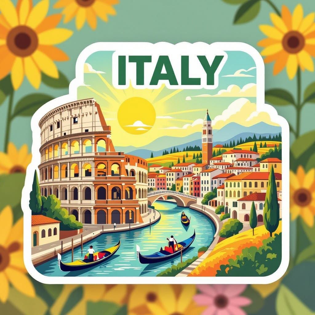 Vibrant Italy Travel Sticker Design
