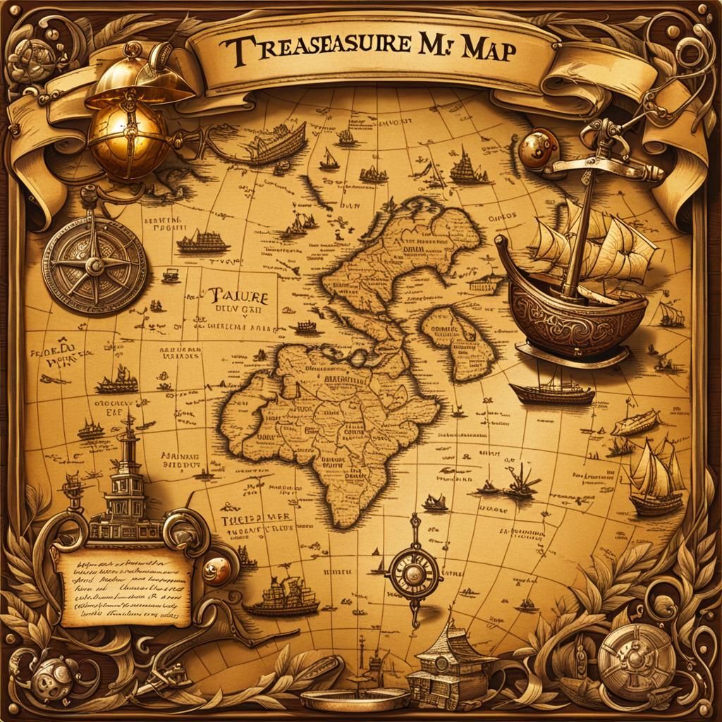 Antique Embossed Treasure Map