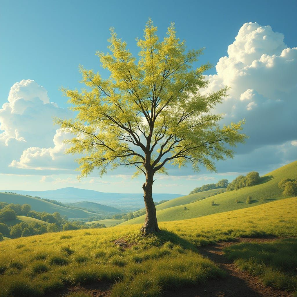 Classical Springtime Landscape with Unfurling Leaves