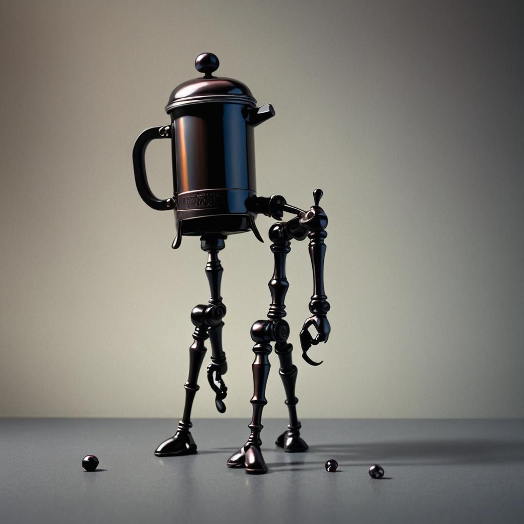 Anthropomorphic French Press Still Life in HDR