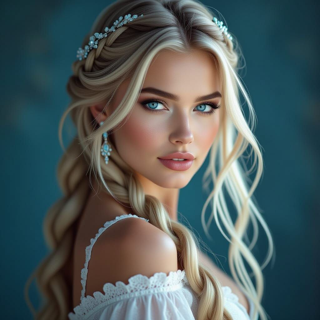 Stunning Nordic Woman with Blue Eyes