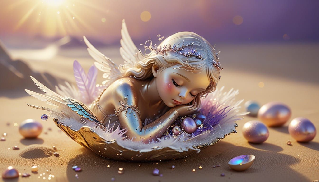 Angel Emerges from Egg: Macro Pastel Photography