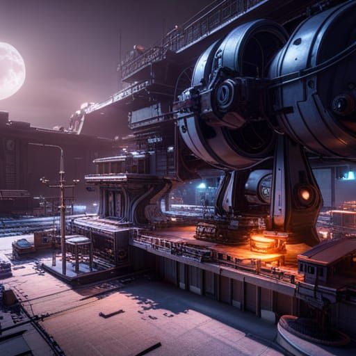 Detailed Machinery in 3D Cinematic Style