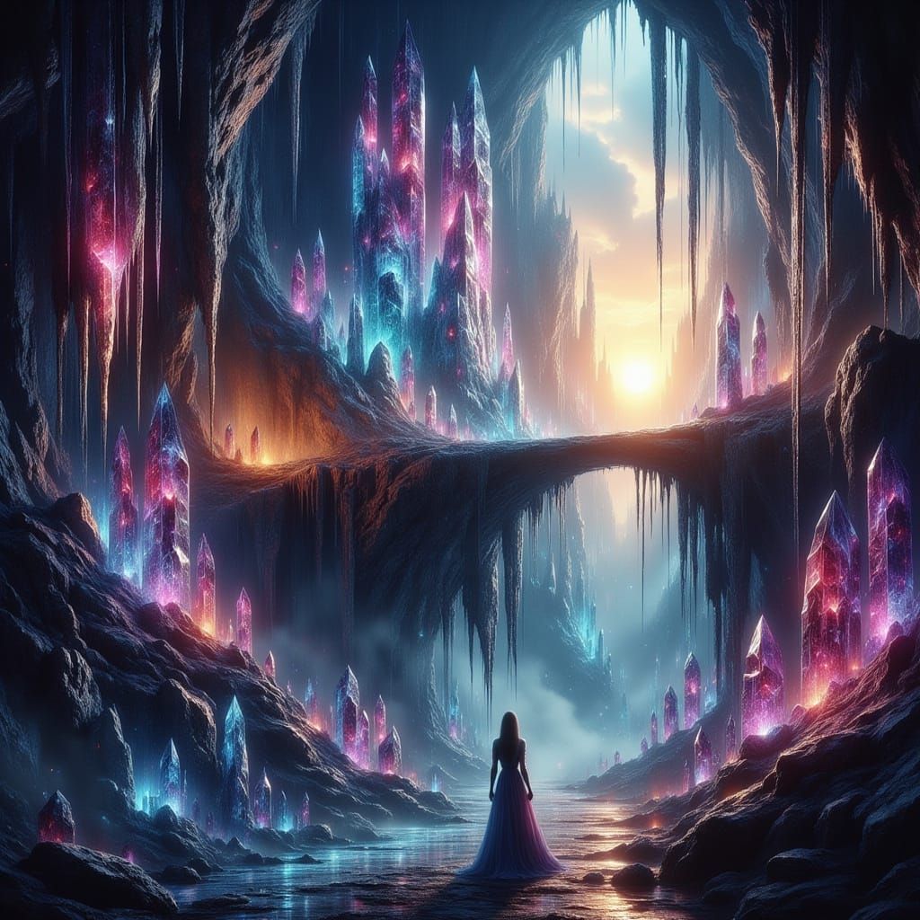 Majestic Crystal Kingdom in Glowing Caves