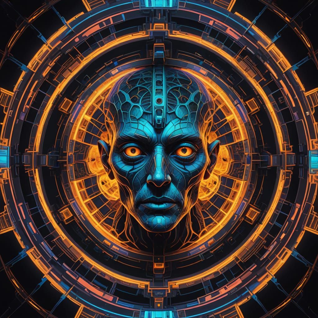 Futuristic Alien Portrait in Triadic Colors