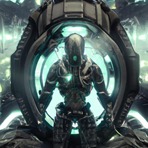 Cyberpunk Armor on Spaceship Interior