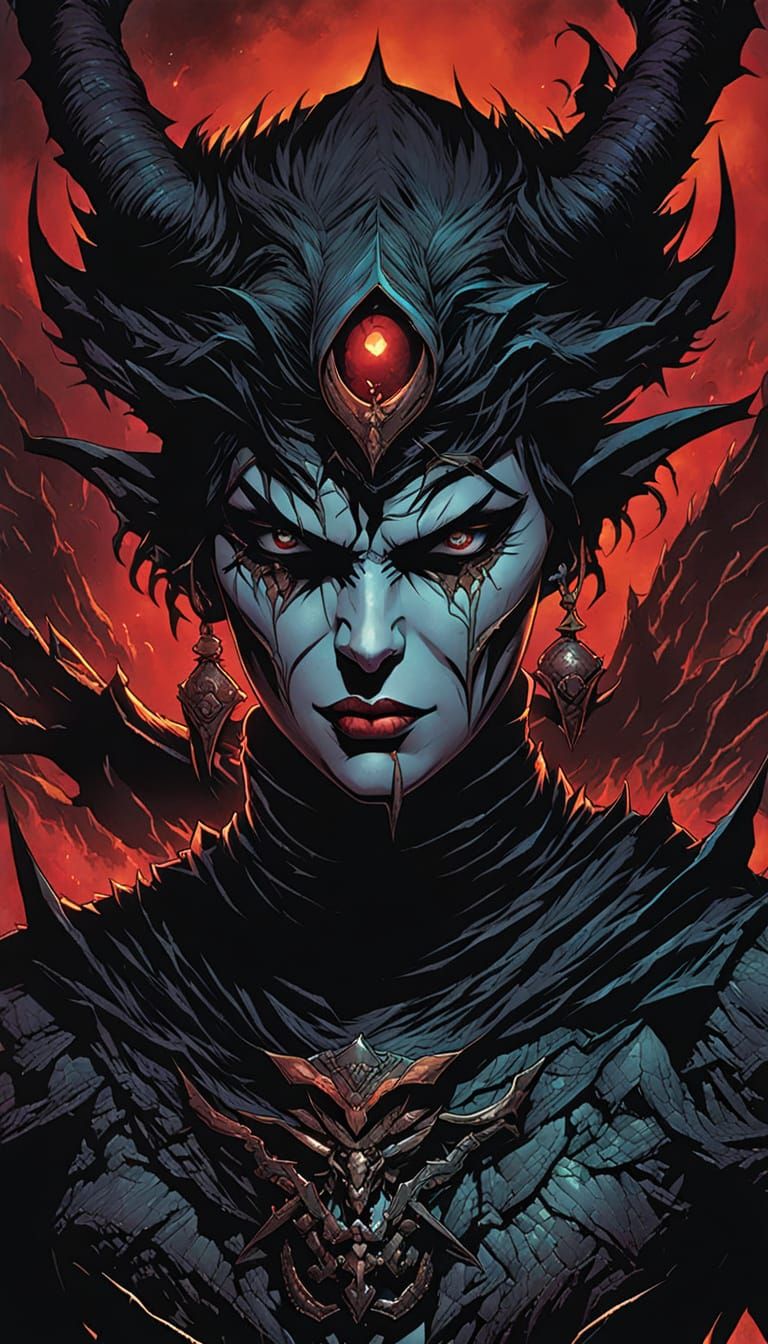 Evil Demoness Lilith in Graphic Novel Style