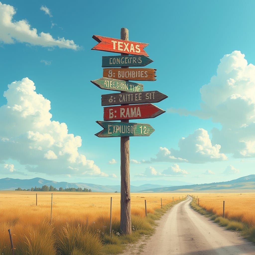 Weathered Wooden Signpost Points to College Football Stadium...