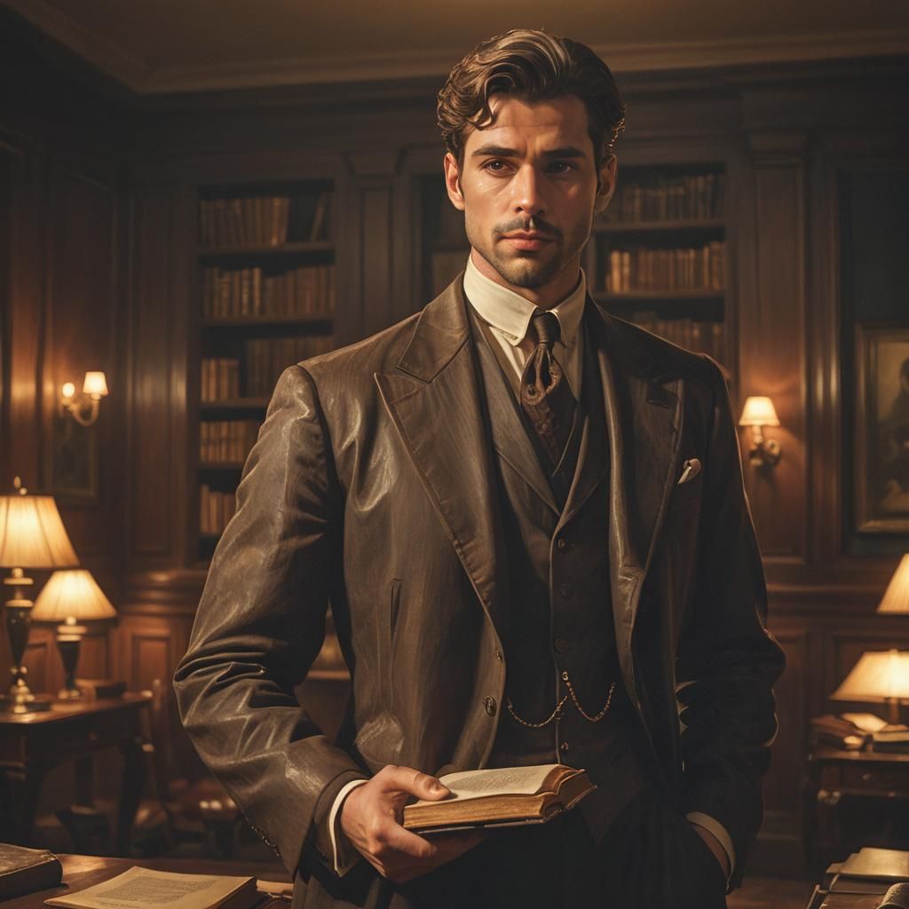 Elegant Gentleman in Luxurious Study