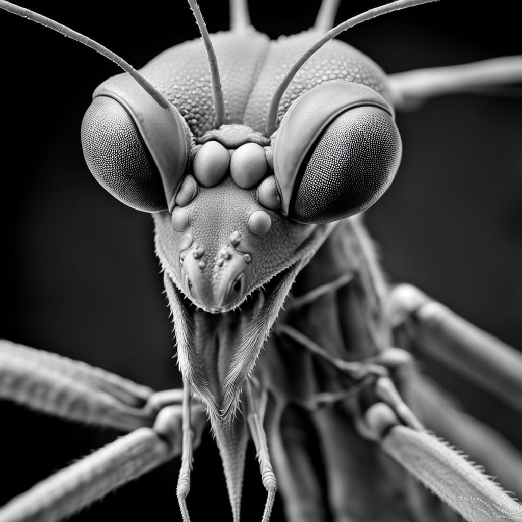 Praying Mantis Face: Scanning Electron Microscope Image