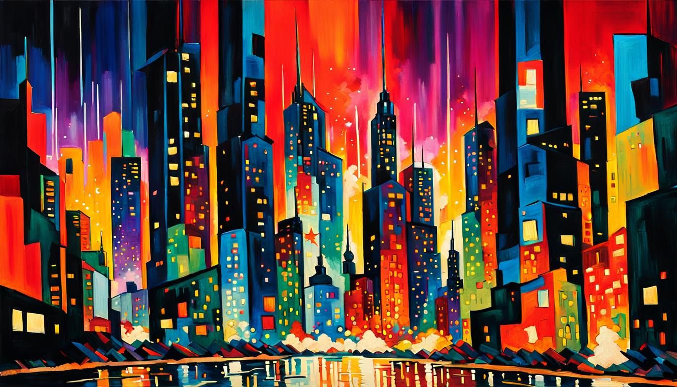 Futuristic Cityscape in Expressionist Style