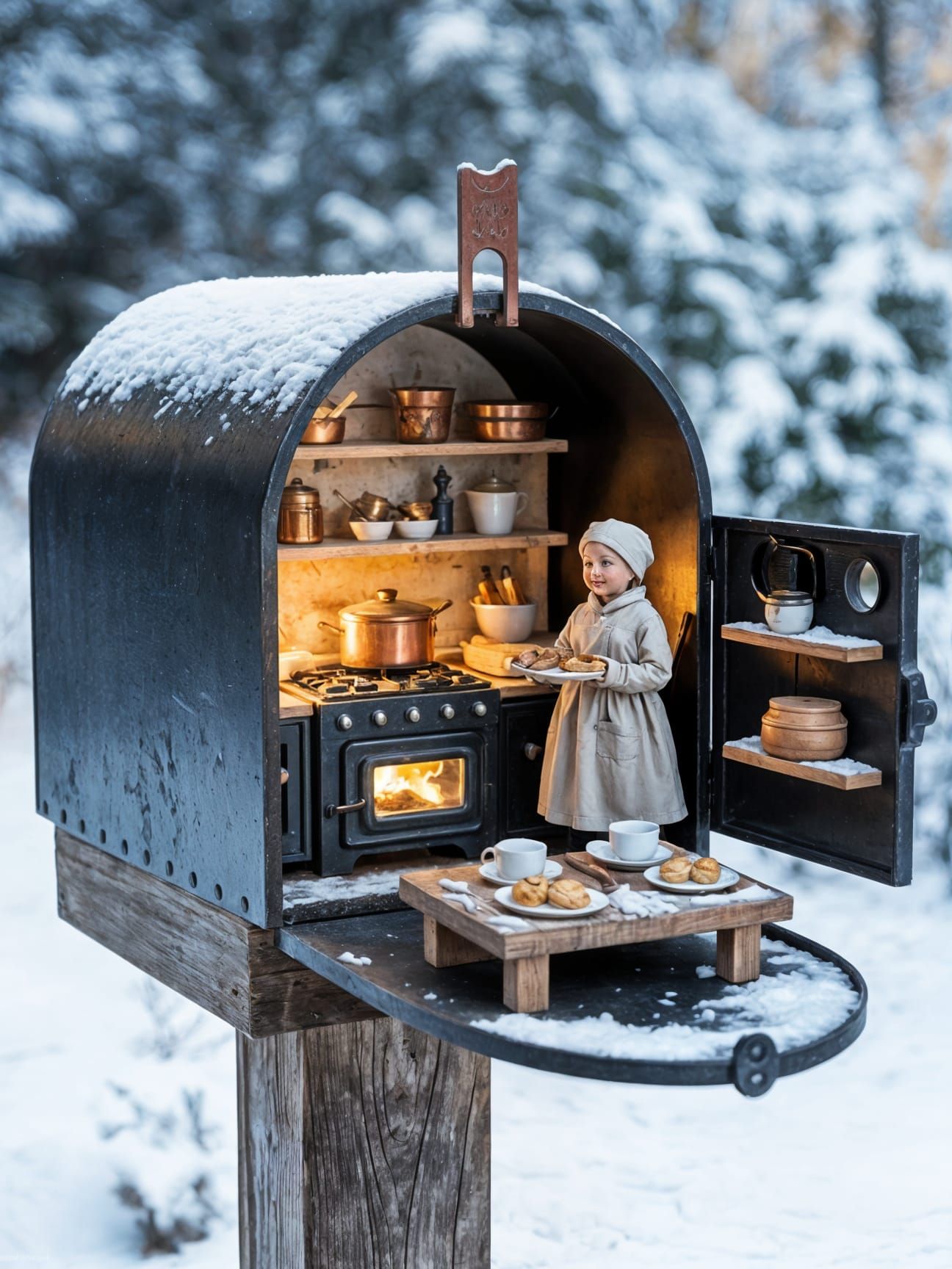 Rustic Mailbox Kitchen Scene with Grandma and Freshly Baked ...