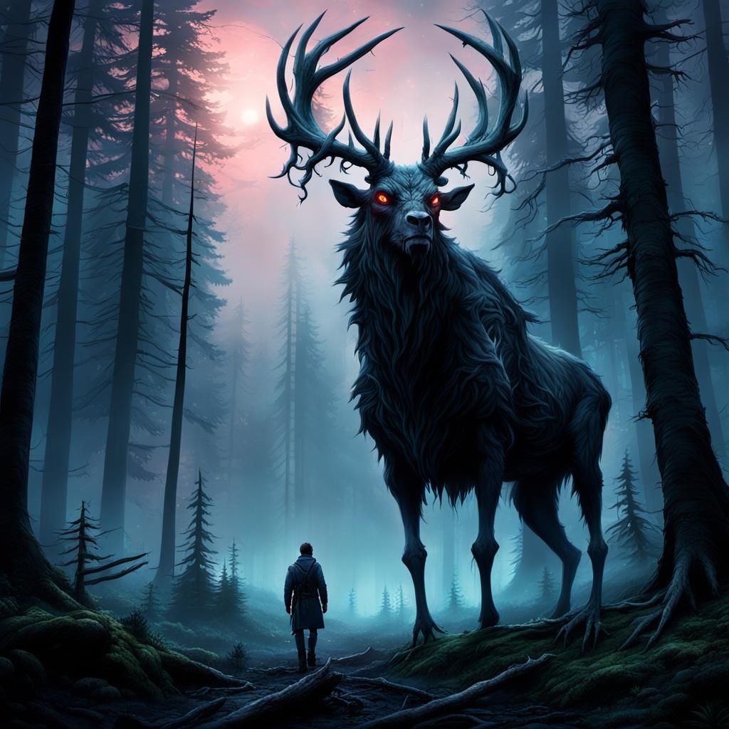 Cinematic Wendigo in Twilight Forest