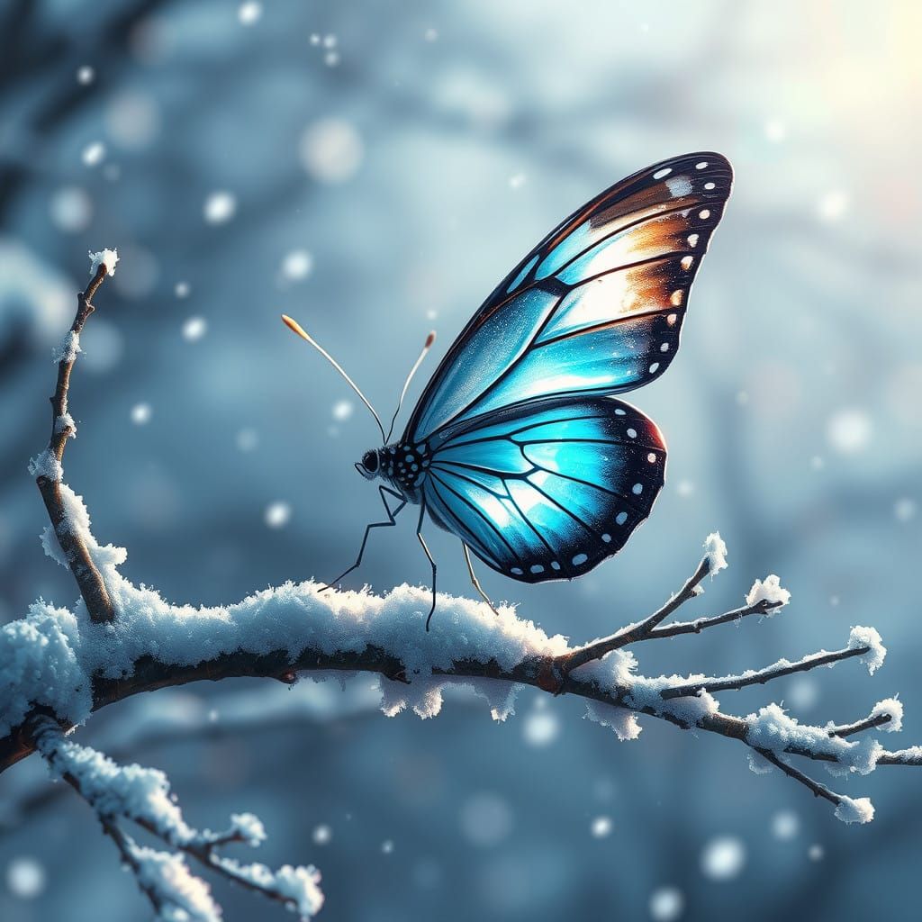 Winter Wonderland Butterfly in Whimsical Fantasy Art