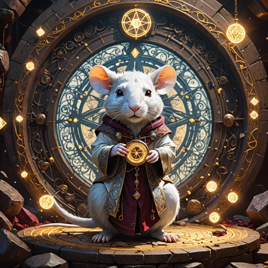 Rat Wizard and Star Portal: Dark Fantasy Art