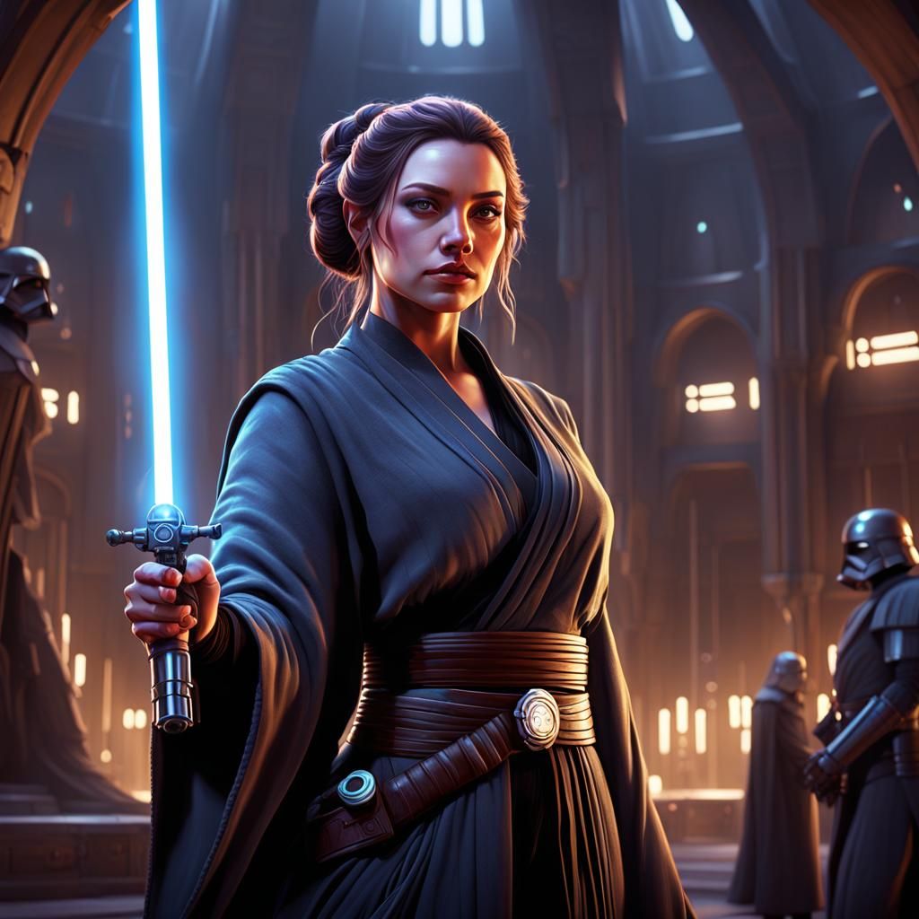 Gorgeous Jedi Girl in Romantic Light, 8K