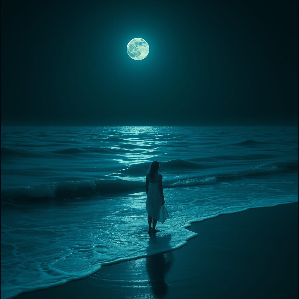 Midnight Ocean Dilemma in a Dreamlike Atmosphere