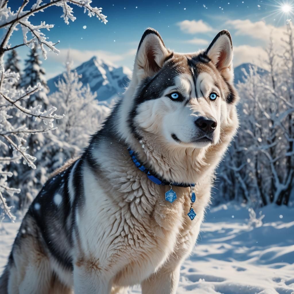 Husky in Snow: Fantastical Matte Painting