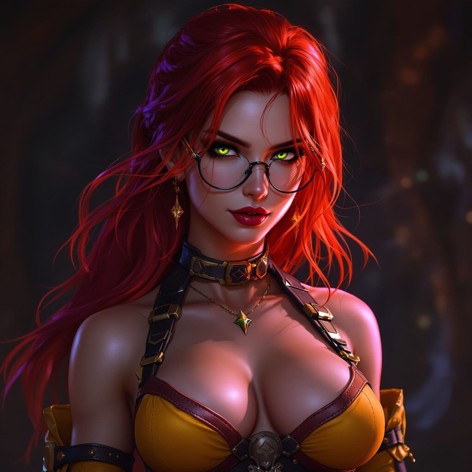 Red-Haired Woman in Dark Fantasy Style
