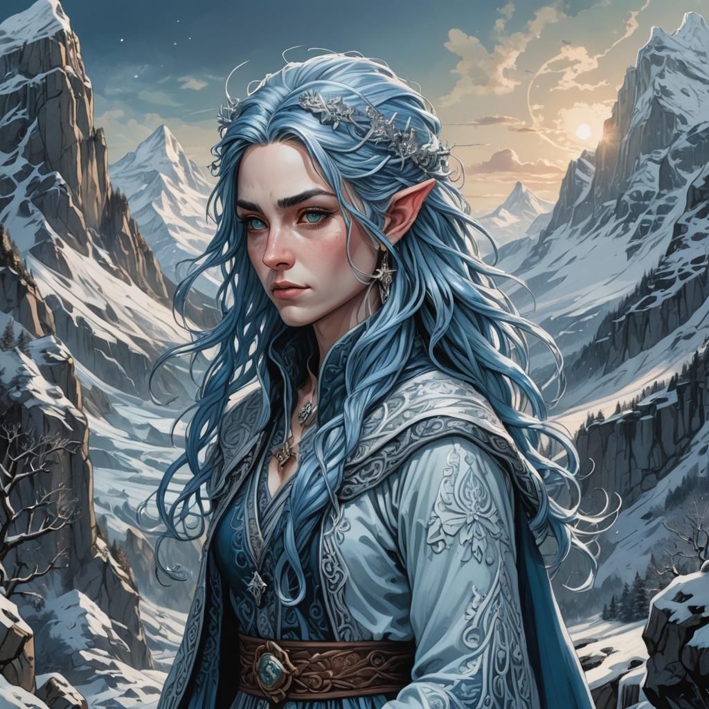 Gnomish Ice Mage Portrait in Fantasy Style