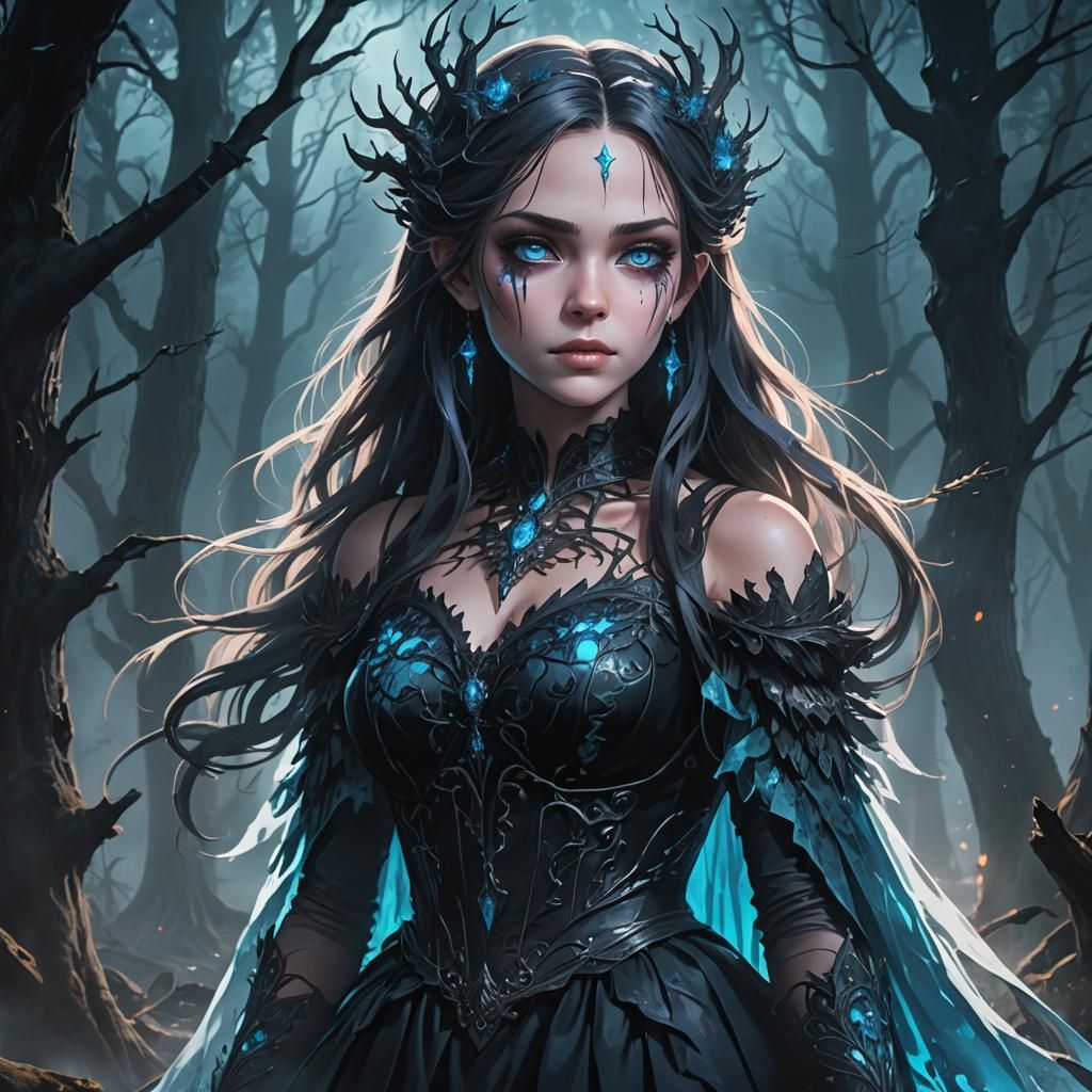 Anime Princess in Haunted Forest with Dynamic Lighting